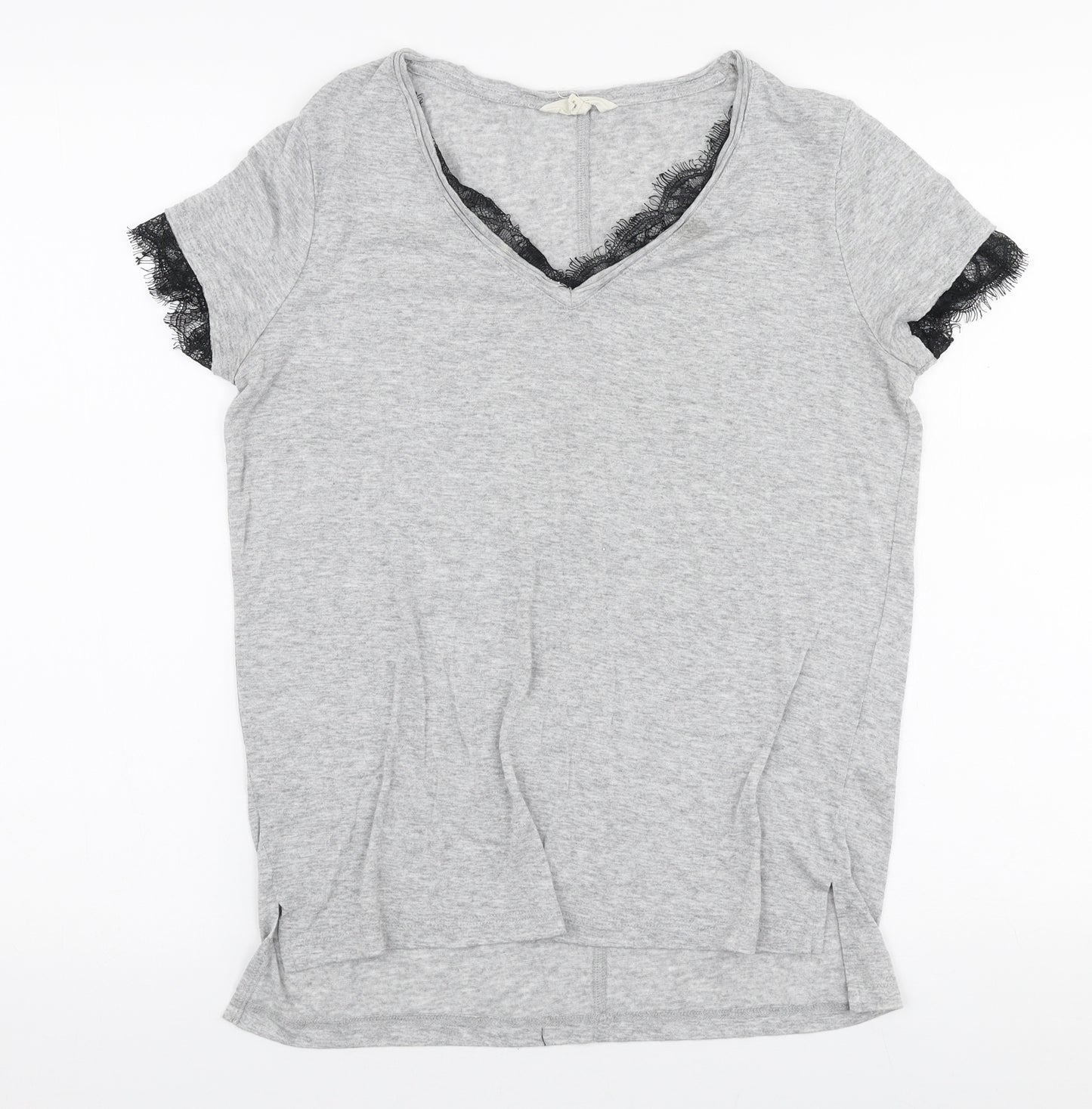 NEXT Womens Grey  Viscose Jersey T-Shirt Size 8 V-Neck