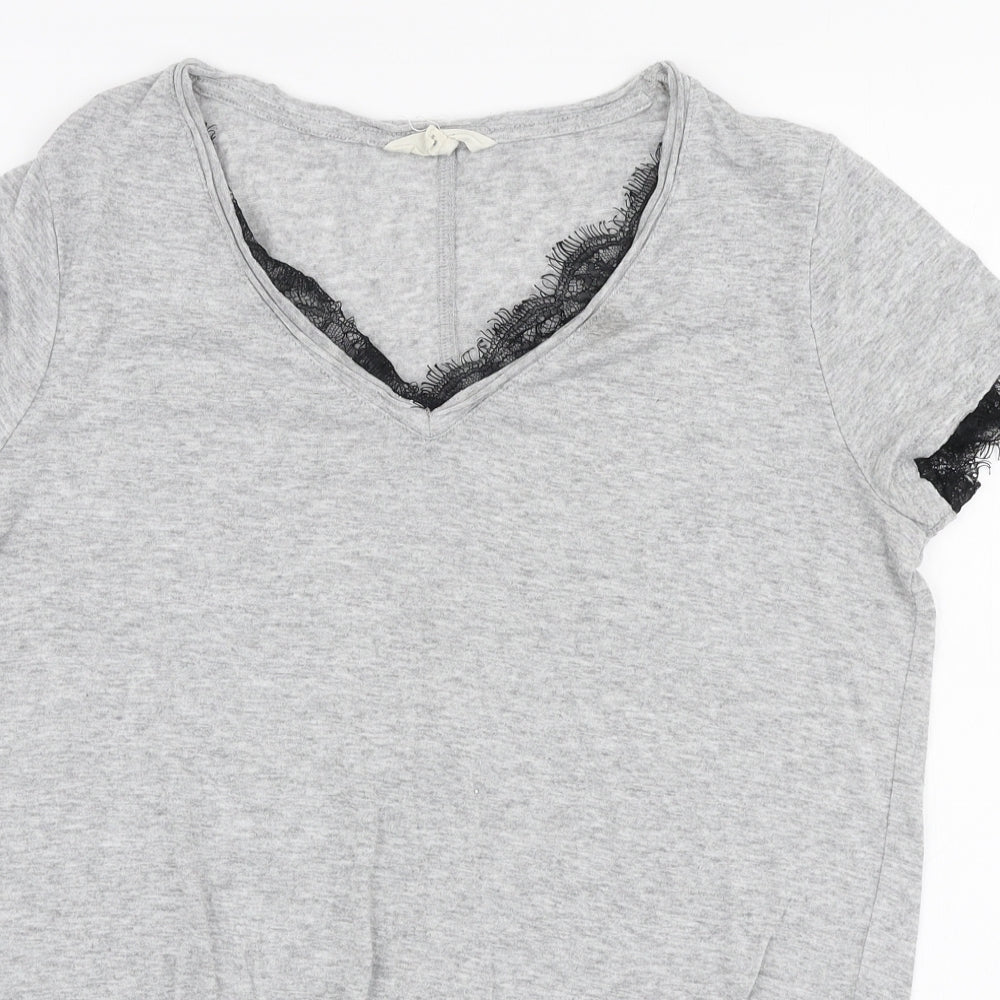 NEXT Womens Grey  Viscose Jersey T-Shirt Size 8 V-Neck