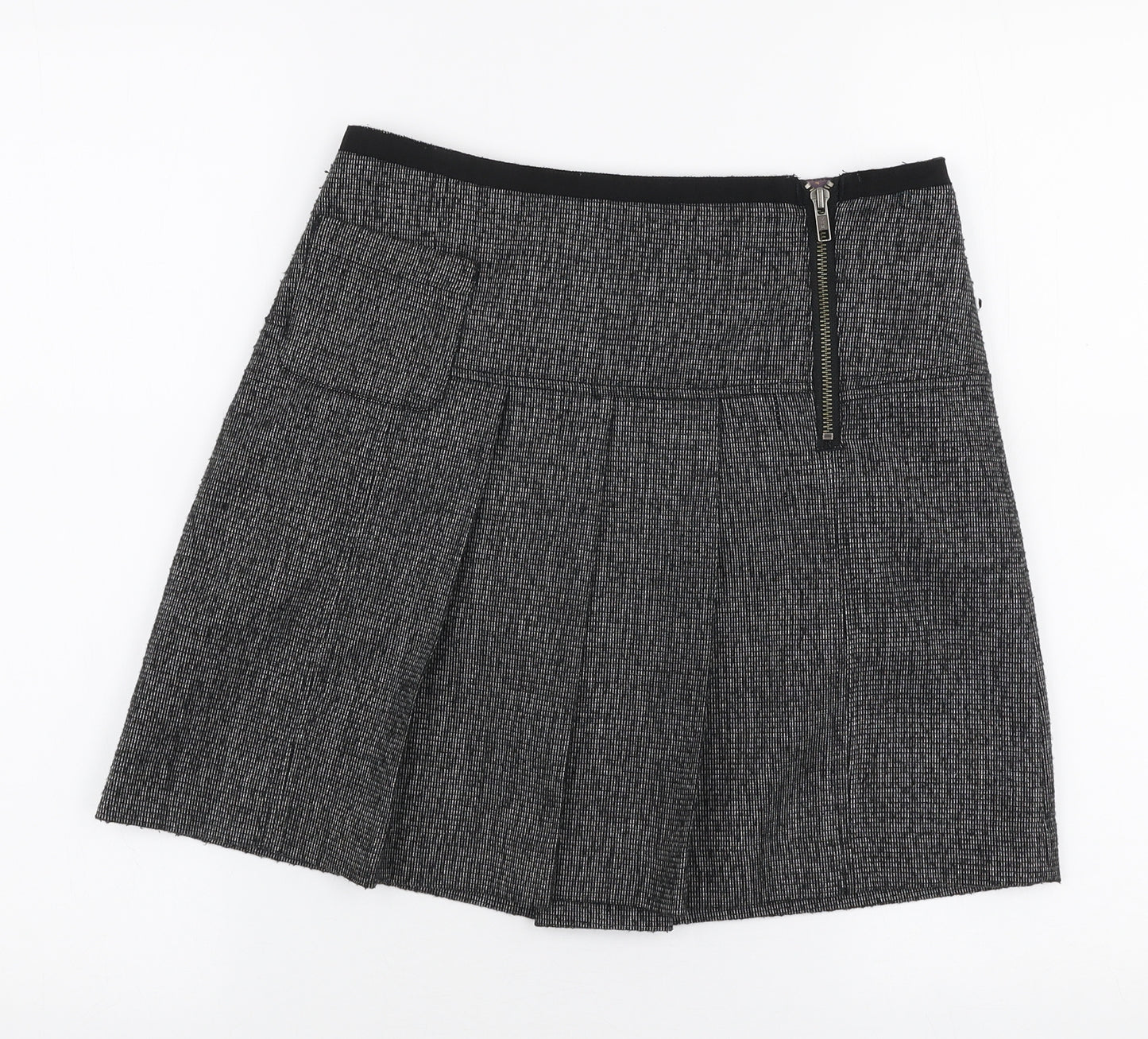 NEXT Womens Grey  Polyester A-Line Skirt Size 28 in   Zip