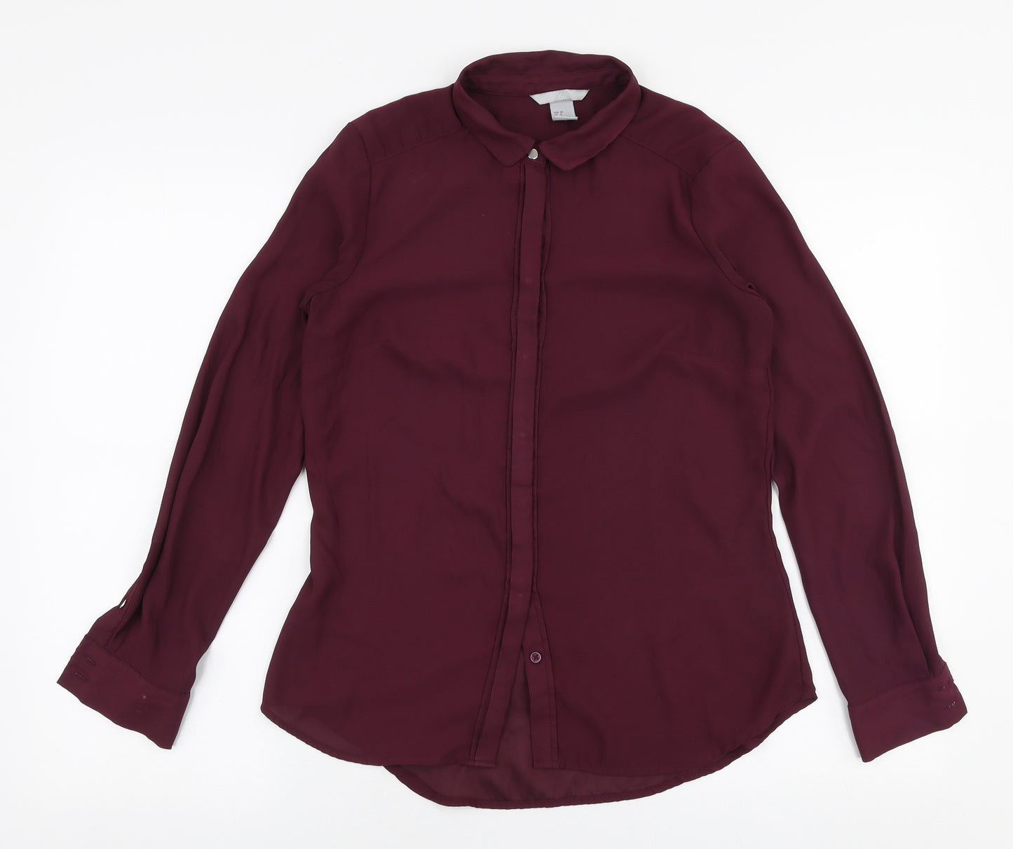 H&M Womens Purple  Polyester Basic Blouse Size 10 Collared