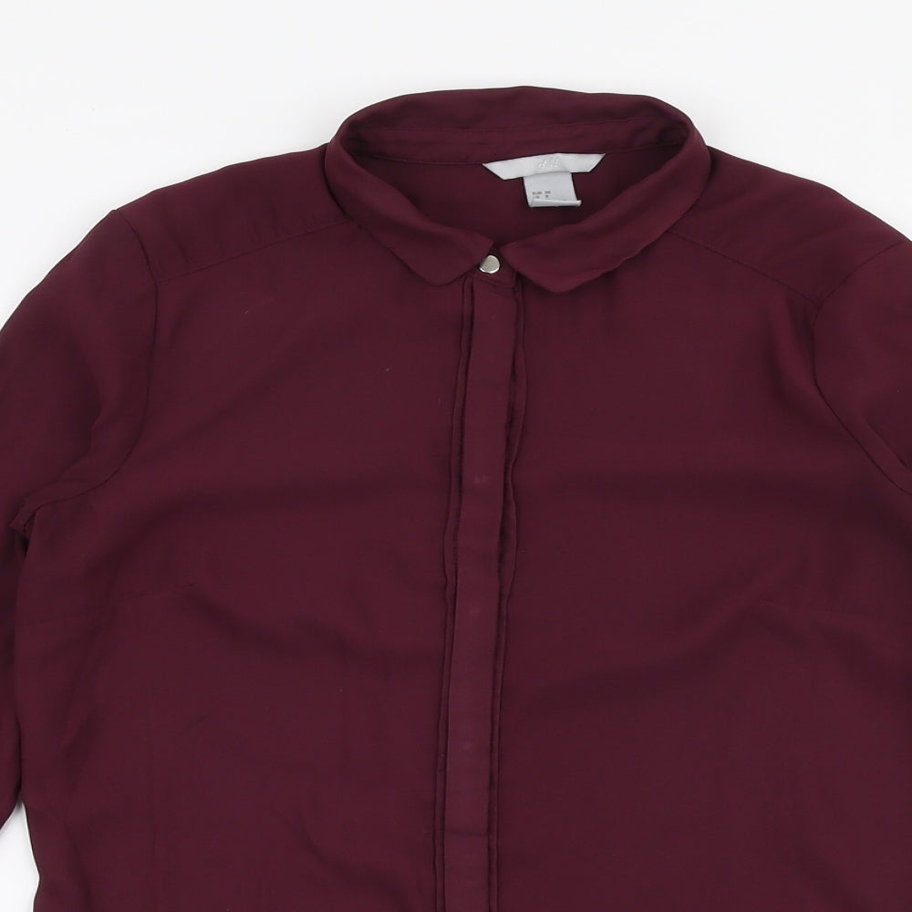 H&M Womens Purple  Polyester Basic Blouse Size 10 Collared