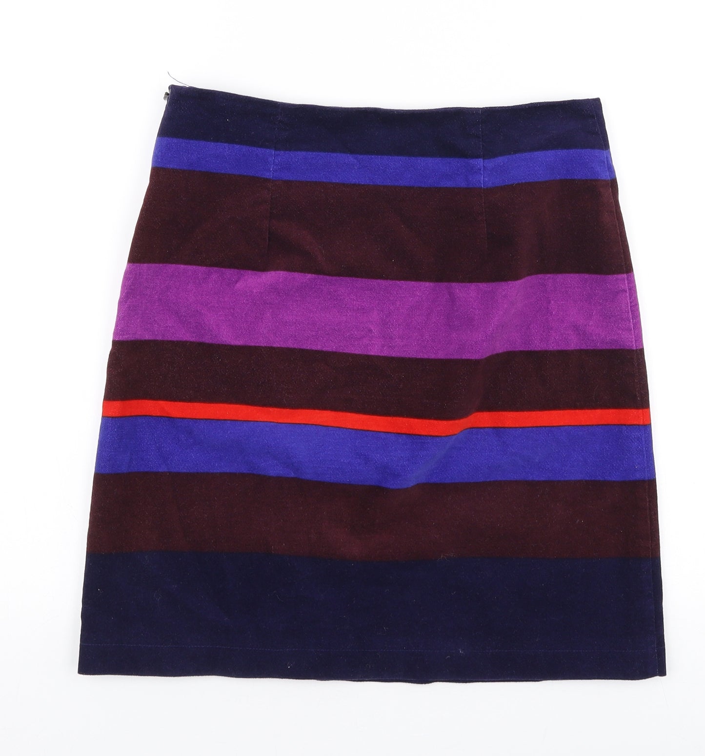 White Stuff Womens Multicoloured Striped Cotton A-Line Skirt Size 6   Zip