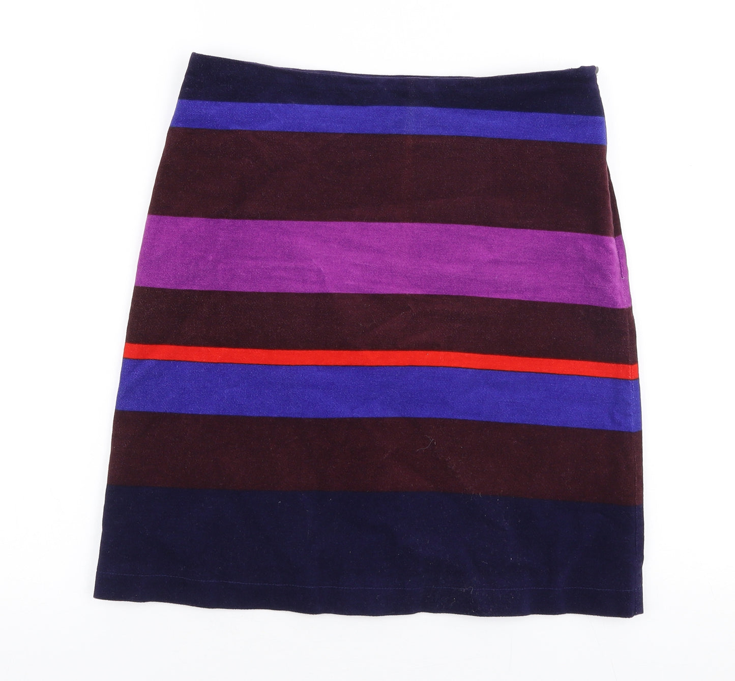 White Stuff Womens Multicoloured Striped Cotton A-Line Skirt Size 6   Zip