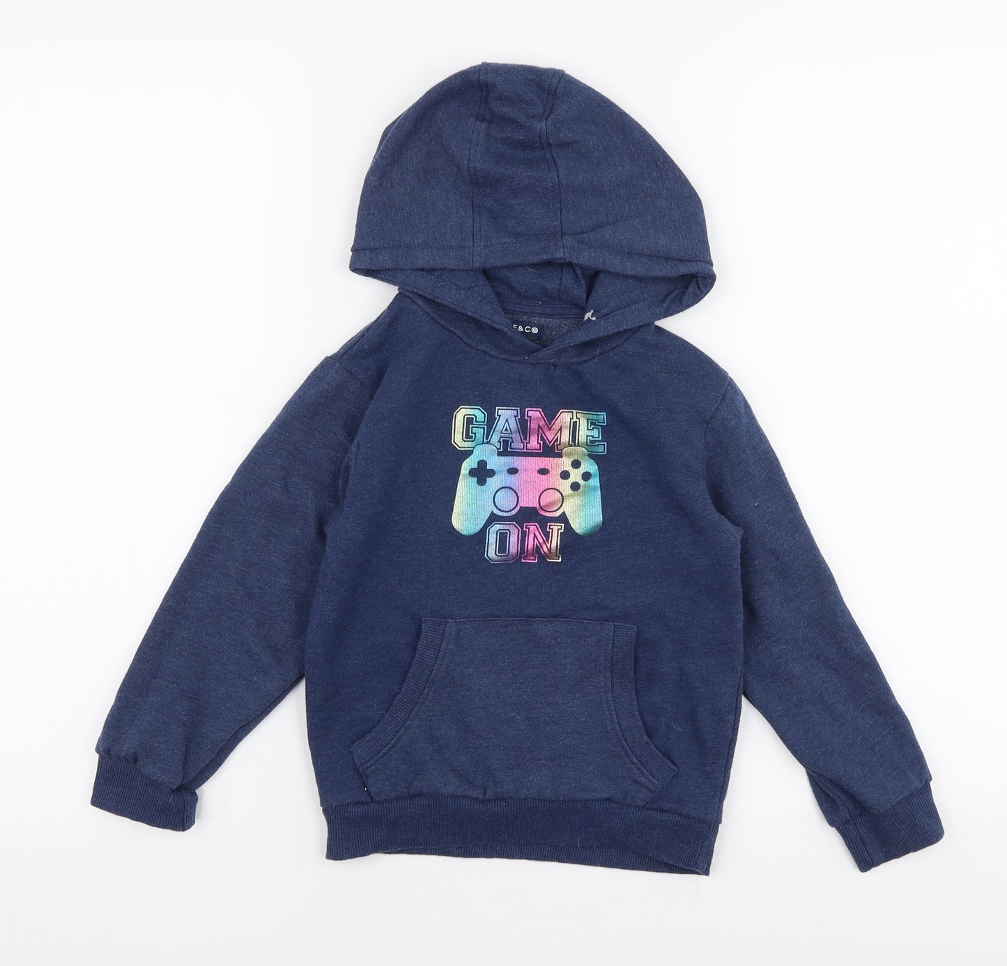 Jeff & Co Girls Blue  Cotton Pullover Hoodie Size 5-6 Years  Pullover - Game on