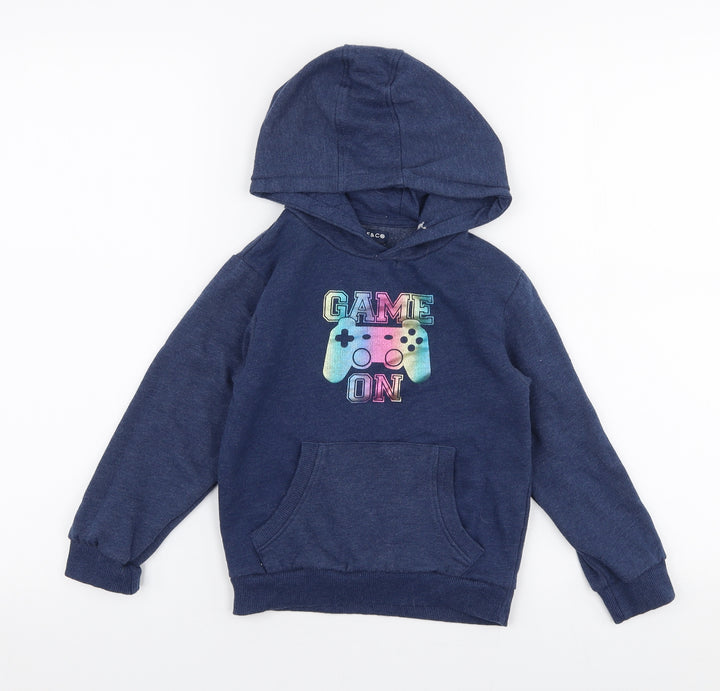 Jeff & Co Girls Blue  Cotton Pullover Hoodie Size 5-6 Years  Pullover - Game on