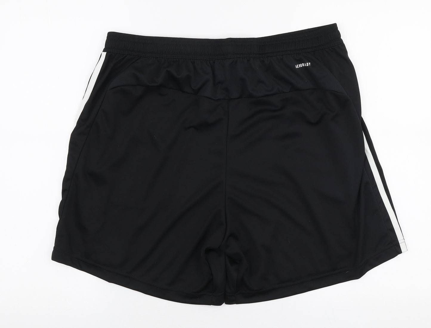 adidas Mens Black Striped Polyester Athletic Shorts Size XL L6.5 in Regular Drawstring
