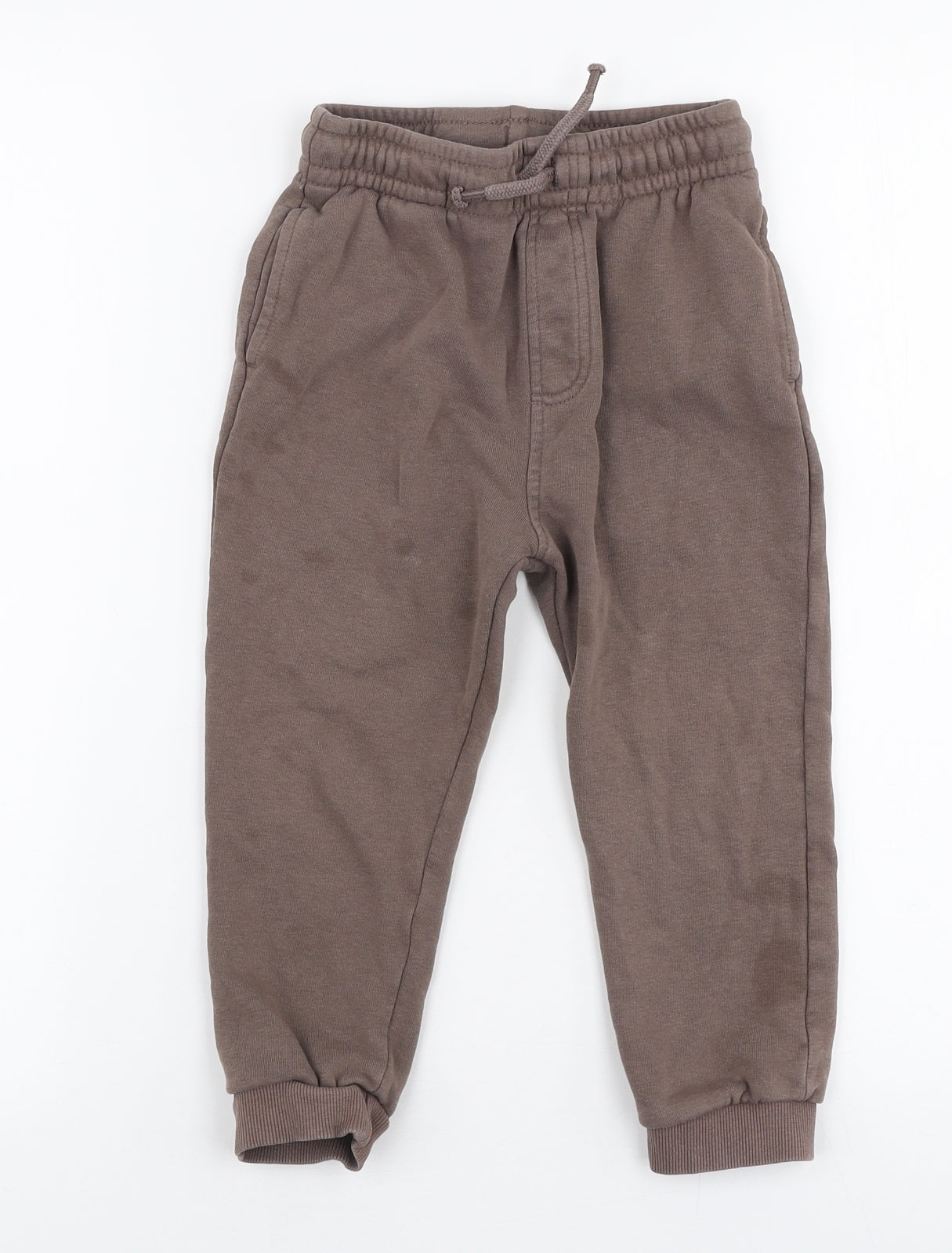George Boys Brown  Cotton Jogger Trousers Size 4-5 Years  Slim Drawstring