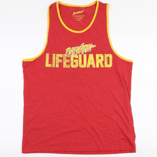 Matalan Mens Red  Cotton  T-Shirt Size XL Round Neck  - Baywatch