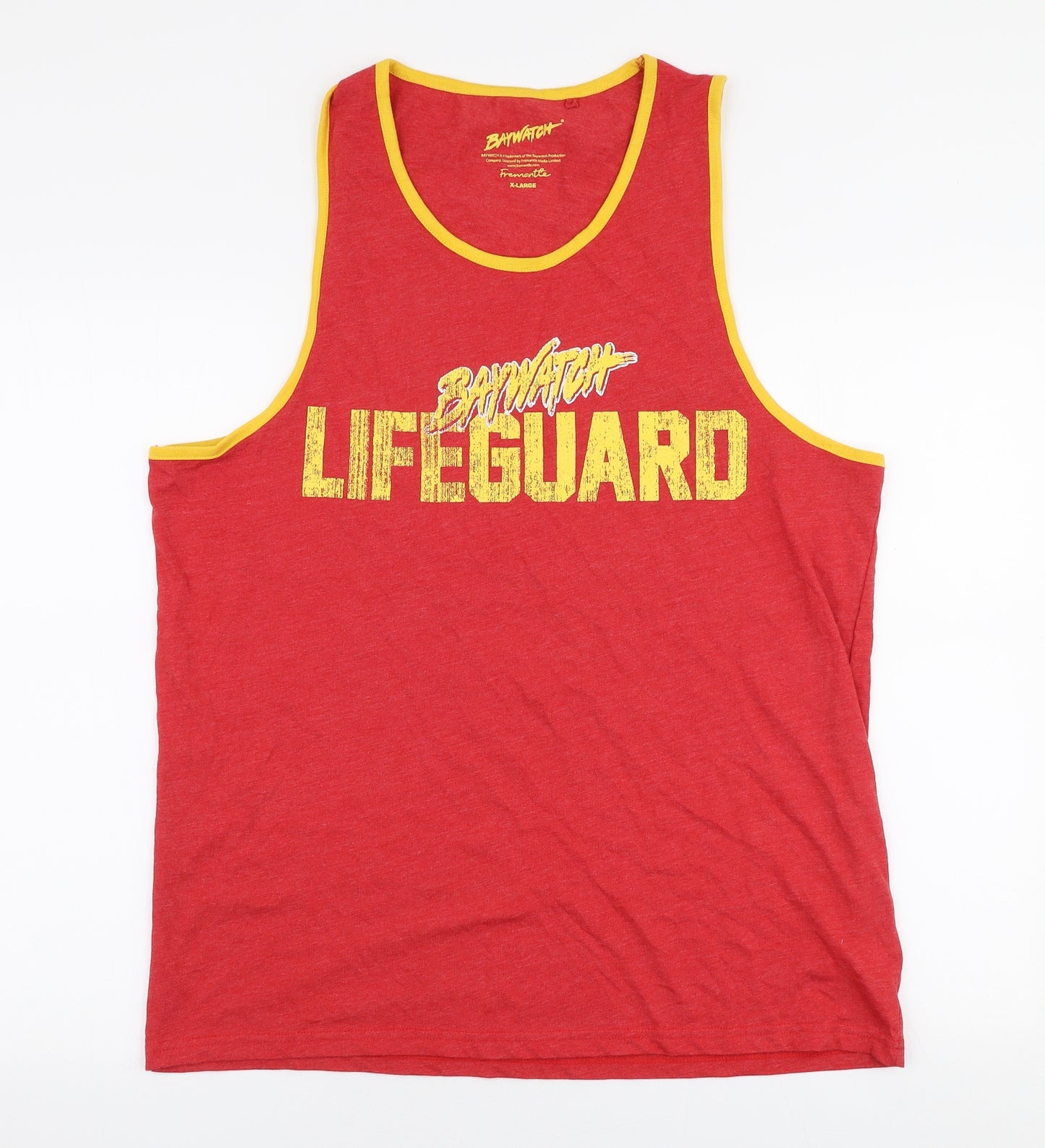 Matalan Mens Red  Cotton  T-Shirt Size XL Round Neck  - Baywatch