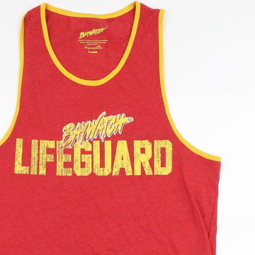 Matalan Mens Red  Cotton  T-Shirt Size XL Round Neck  - Baywatch