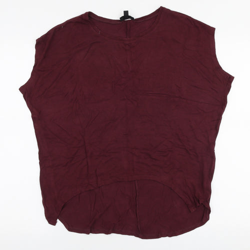 Topshop Womens Purple  Viscose Jersey T-Shirt Size 8 Round Neck