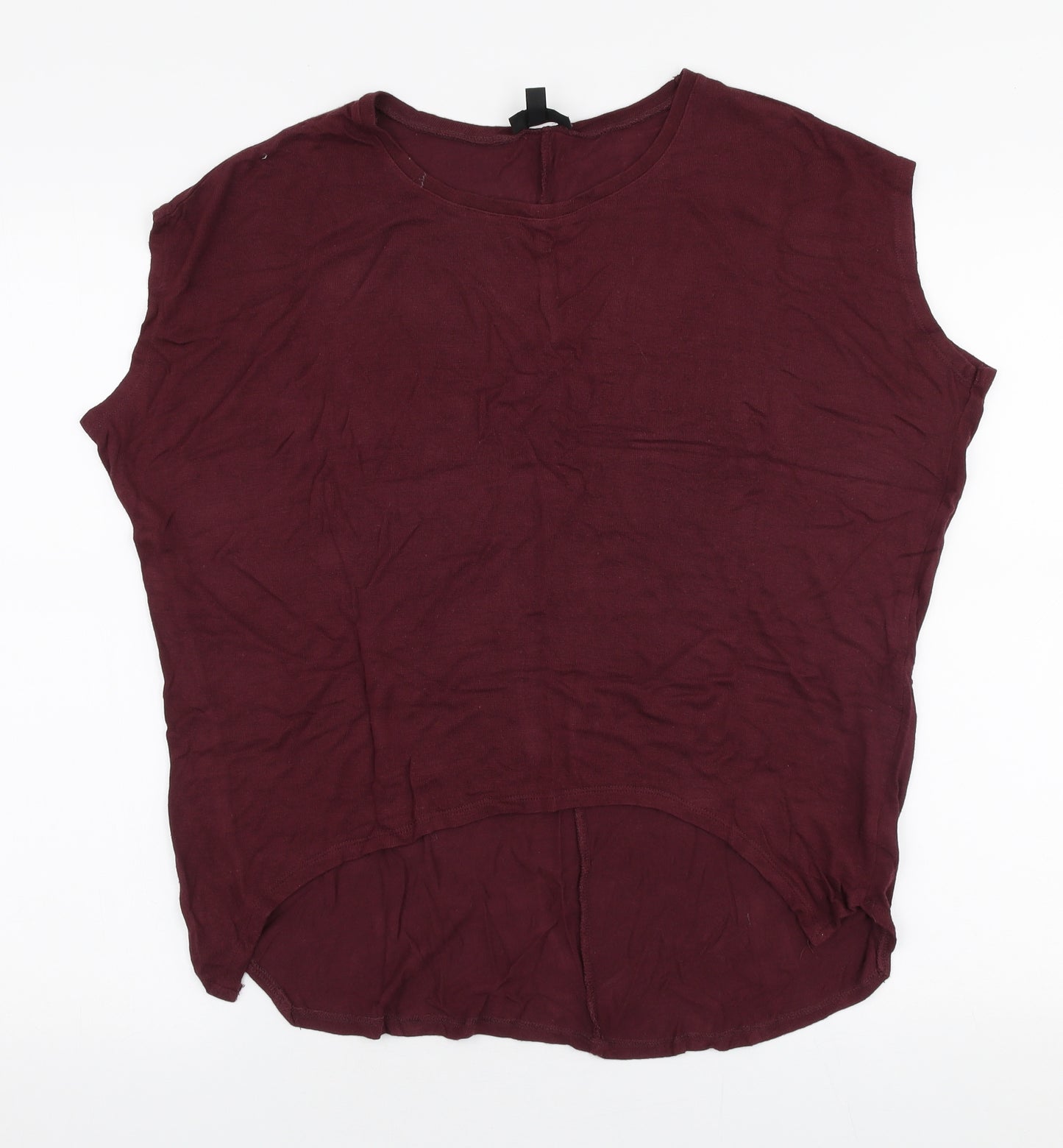 Topshop Womens Purple  Viscose Jersey T-Shirt Size 8 Round Neck