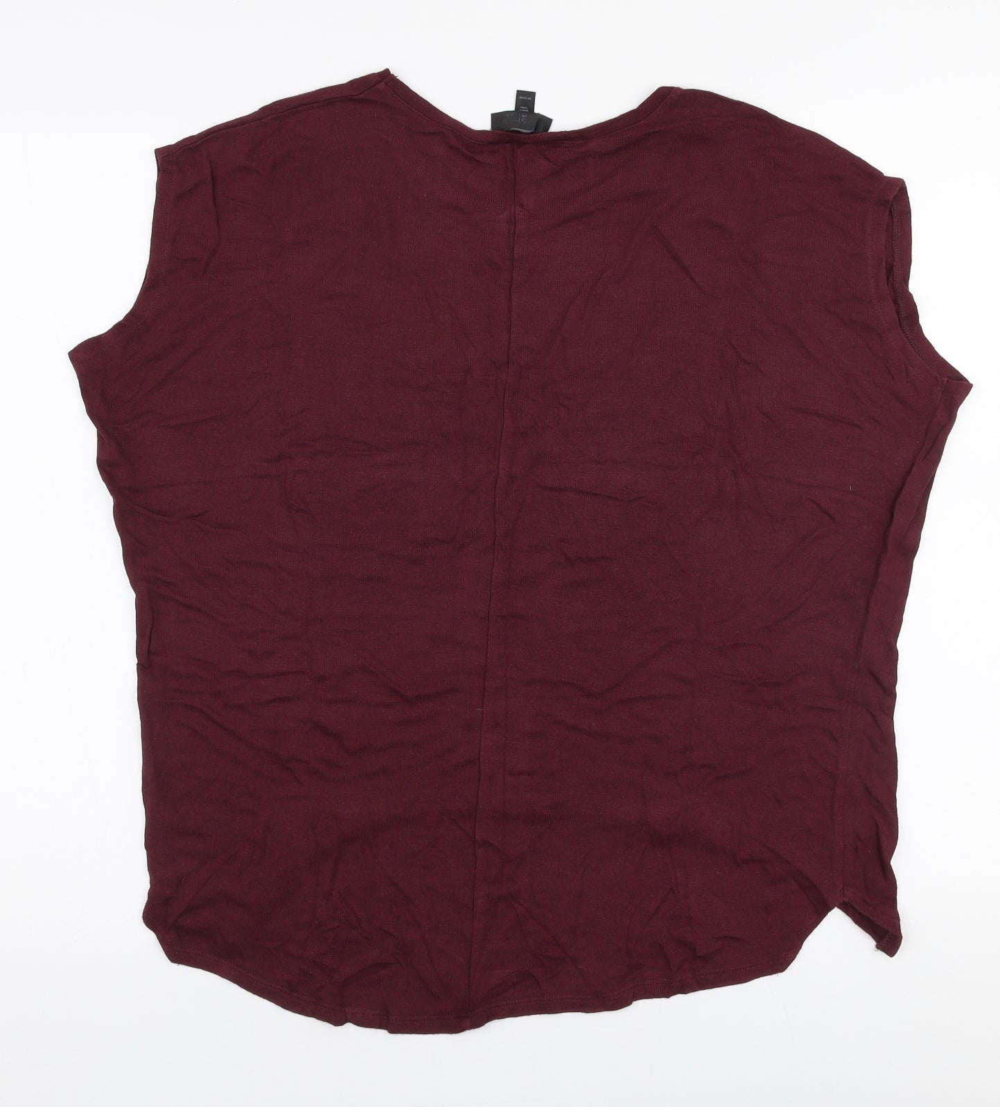 Topshop Womens Purple  Viscose Jersey T-Shirt Size 8 Round Neck