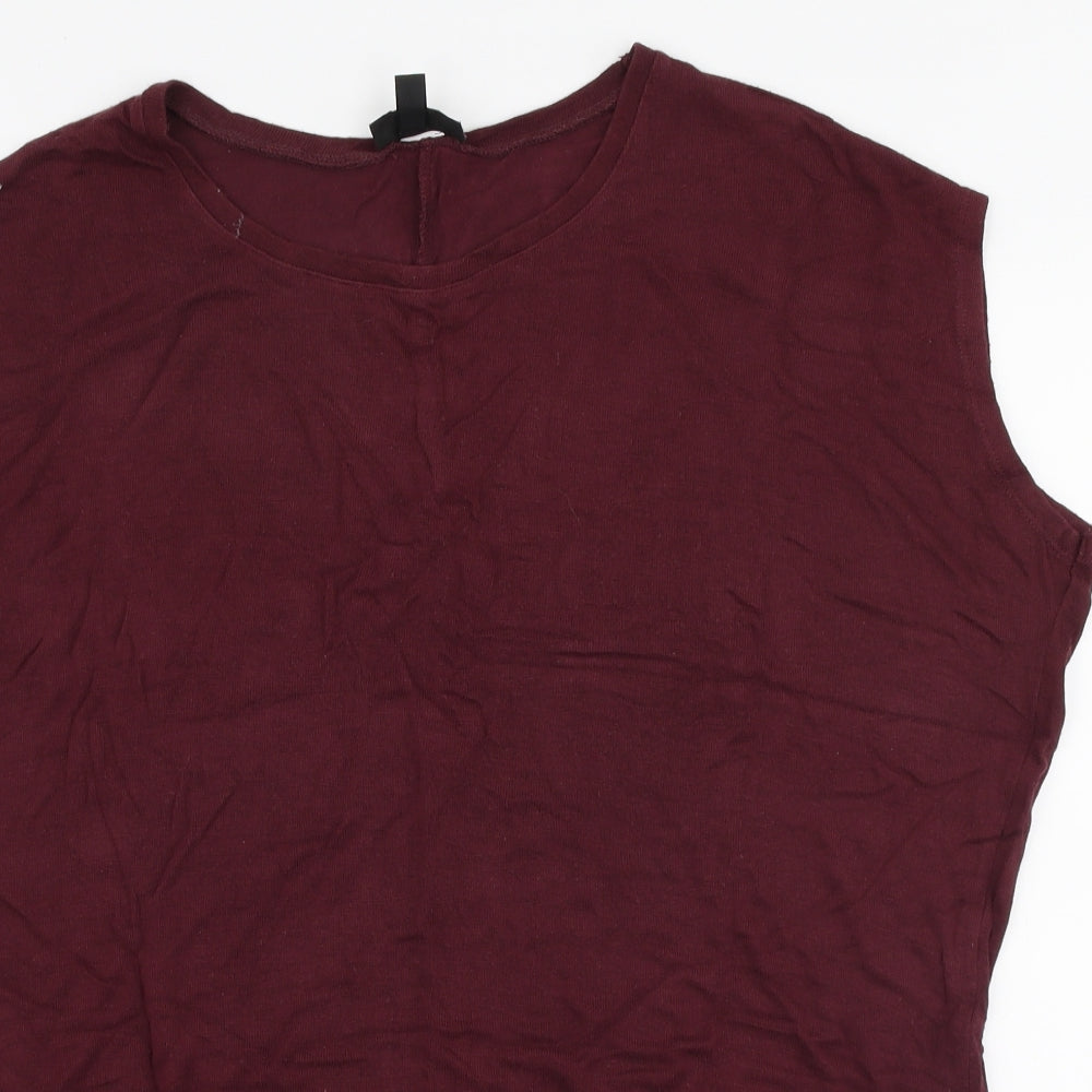 Topshop Womens Purple  Viscose Jersey T-Shirt Size 8 Round Neck