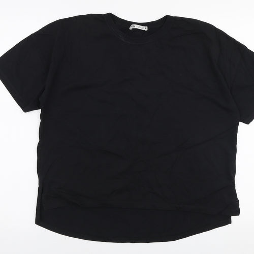 Zara Womens Black  Polyester Jersey T-Shirt Size S Round Neck