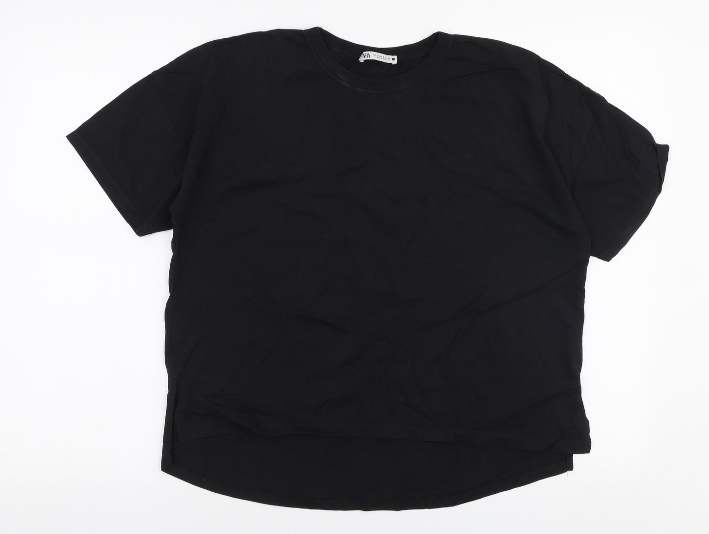 Zara Womens Black  Polyester Jersey T-Shirt Size S Round Neck