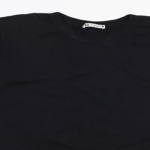 Zara Womens Black  Polyester Jersey T-Shirt Size S Round Neck