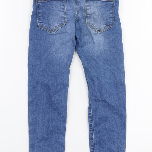 Nutmeg Girls Blue Floral Cotton Skinny Jeans Size 6-7 Years  Slim Zip
