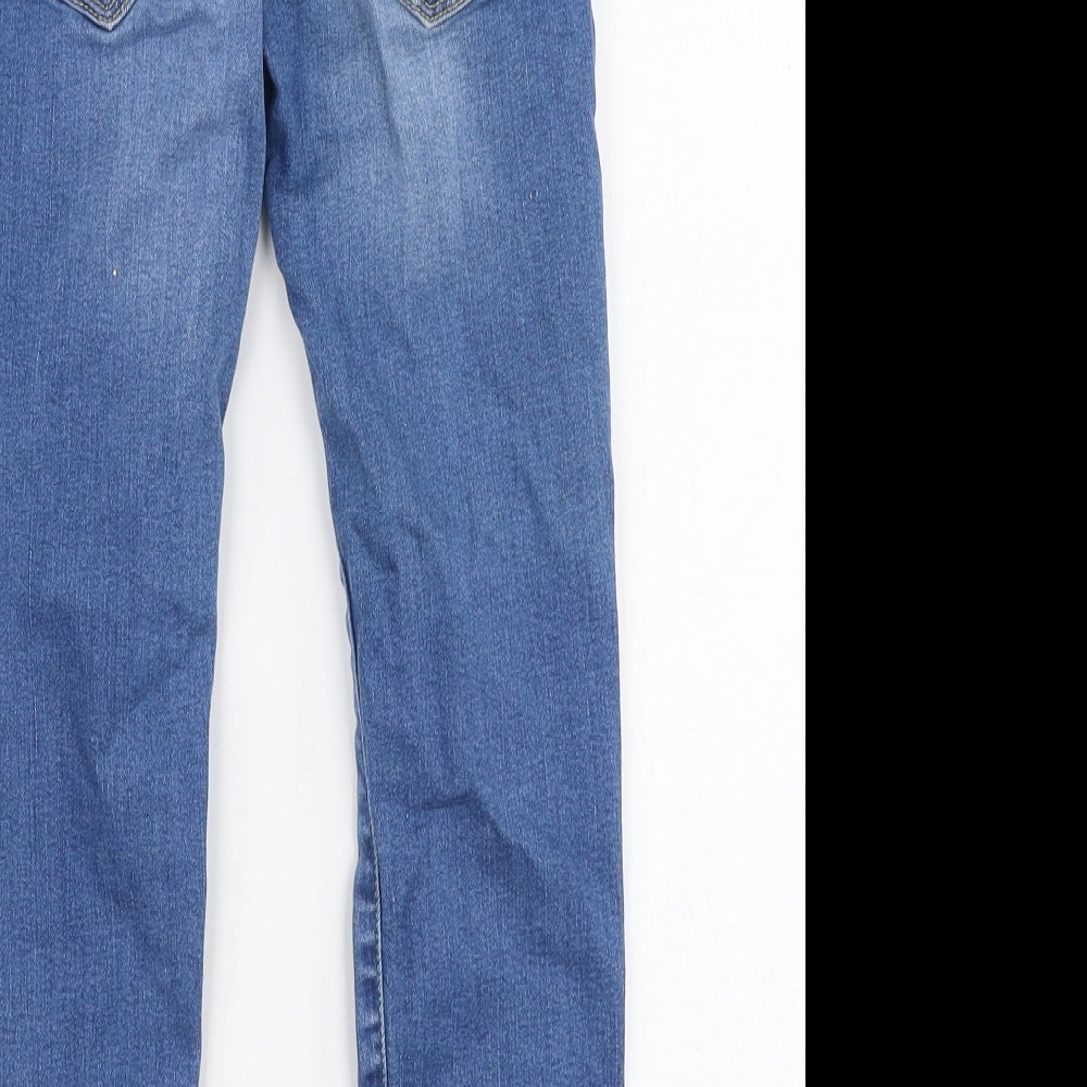 Nutmeg Girls Blue Floral Cotton Skinny Jeans Size 6-7 Years  Slim Zip