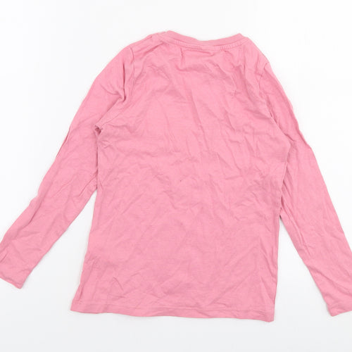 name it Girls Pink  100% Cotton Jersey T-Shirt Size 7-8 Years Round Neck Pullover - Dream
