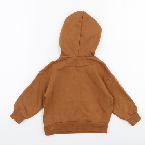 H&M Girls Brown  Cotton Pullover Hoodie Size 2-3 Years  Pullover