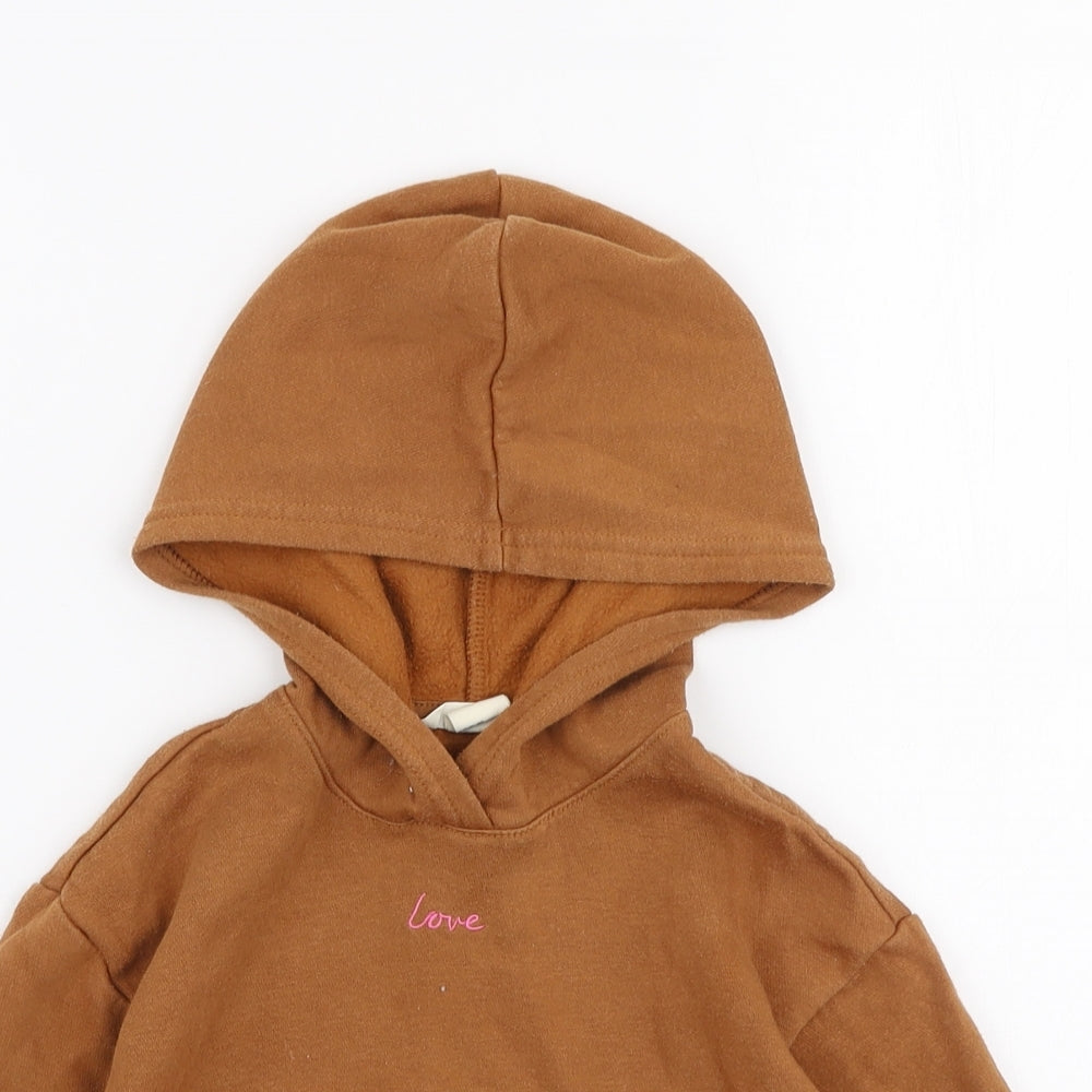 H&M Girls Brown  Cotton Pullover Hoodie Size 2-3 Years  Pullover