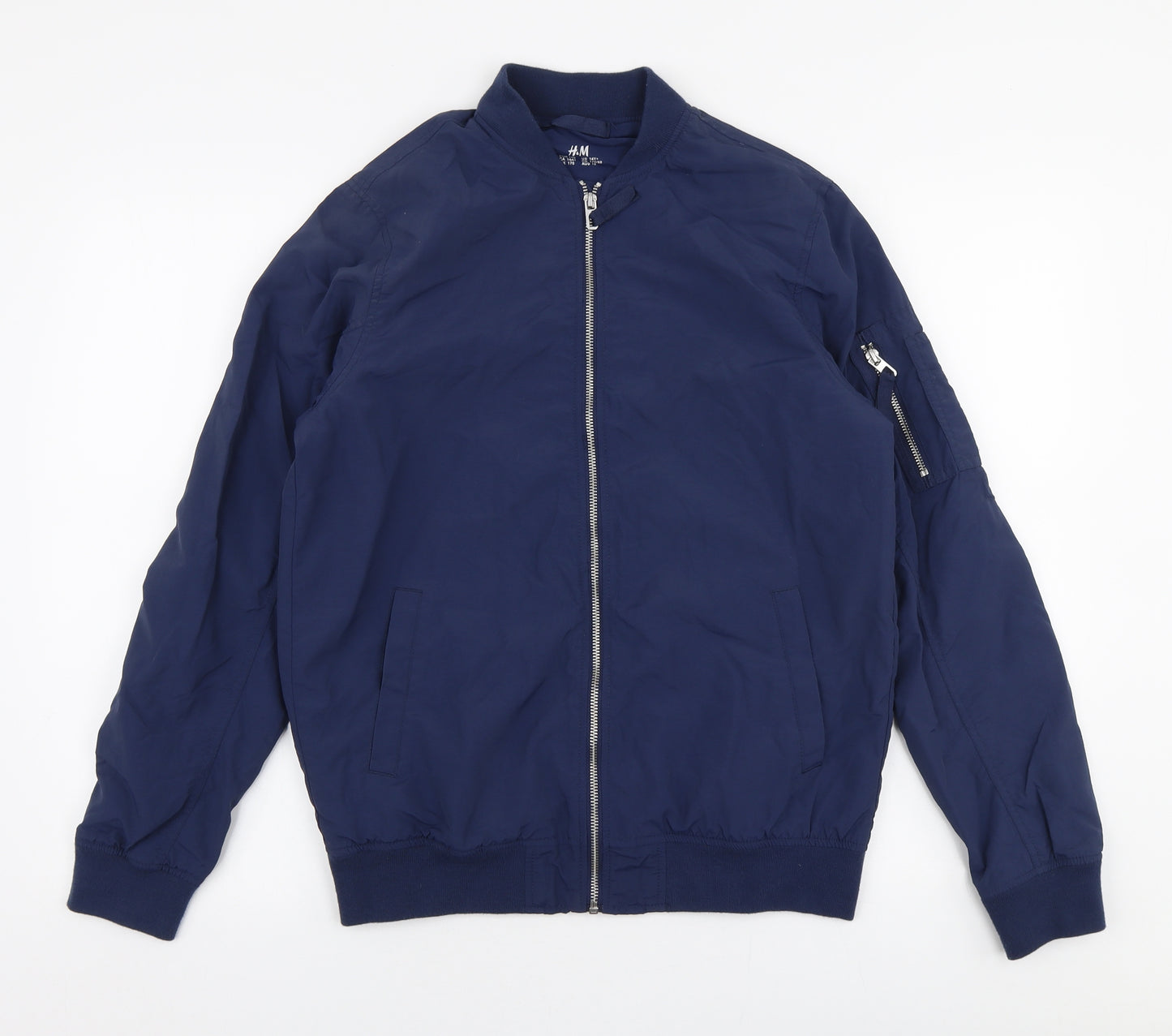 H&M Boys Blue   Bomber Jacket Coat Size 14 Years  Zip