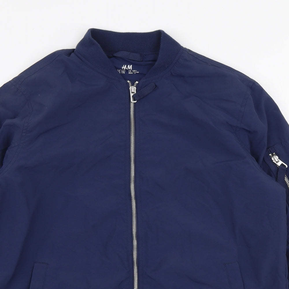 H&M Boys Blue   Bomber Jacket Coat Size 14 Years  Zip
