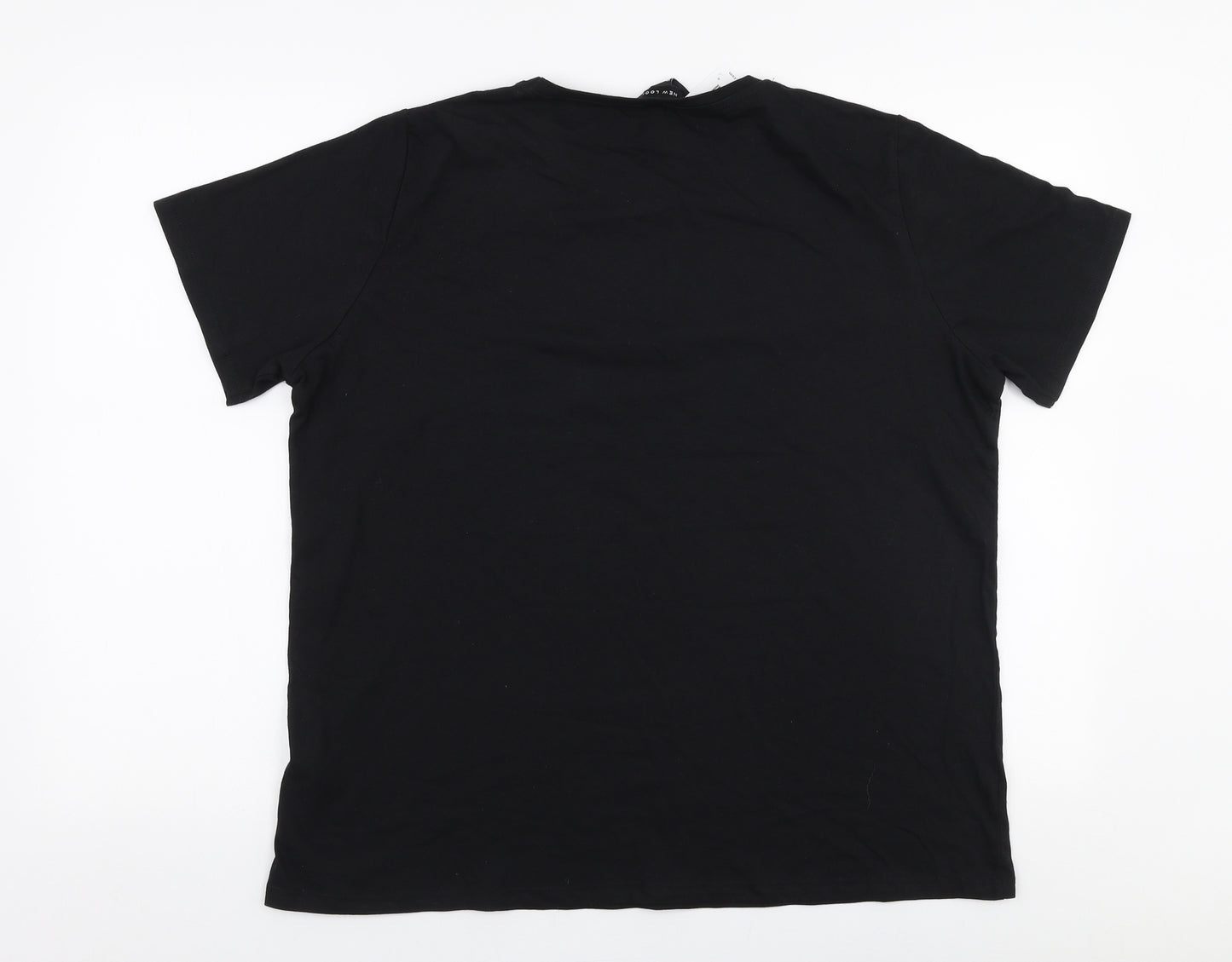New Look Womens Black  100% Cotton Jersey T-Shirt Size 18 Round Neck - Christmas Feeling jolly