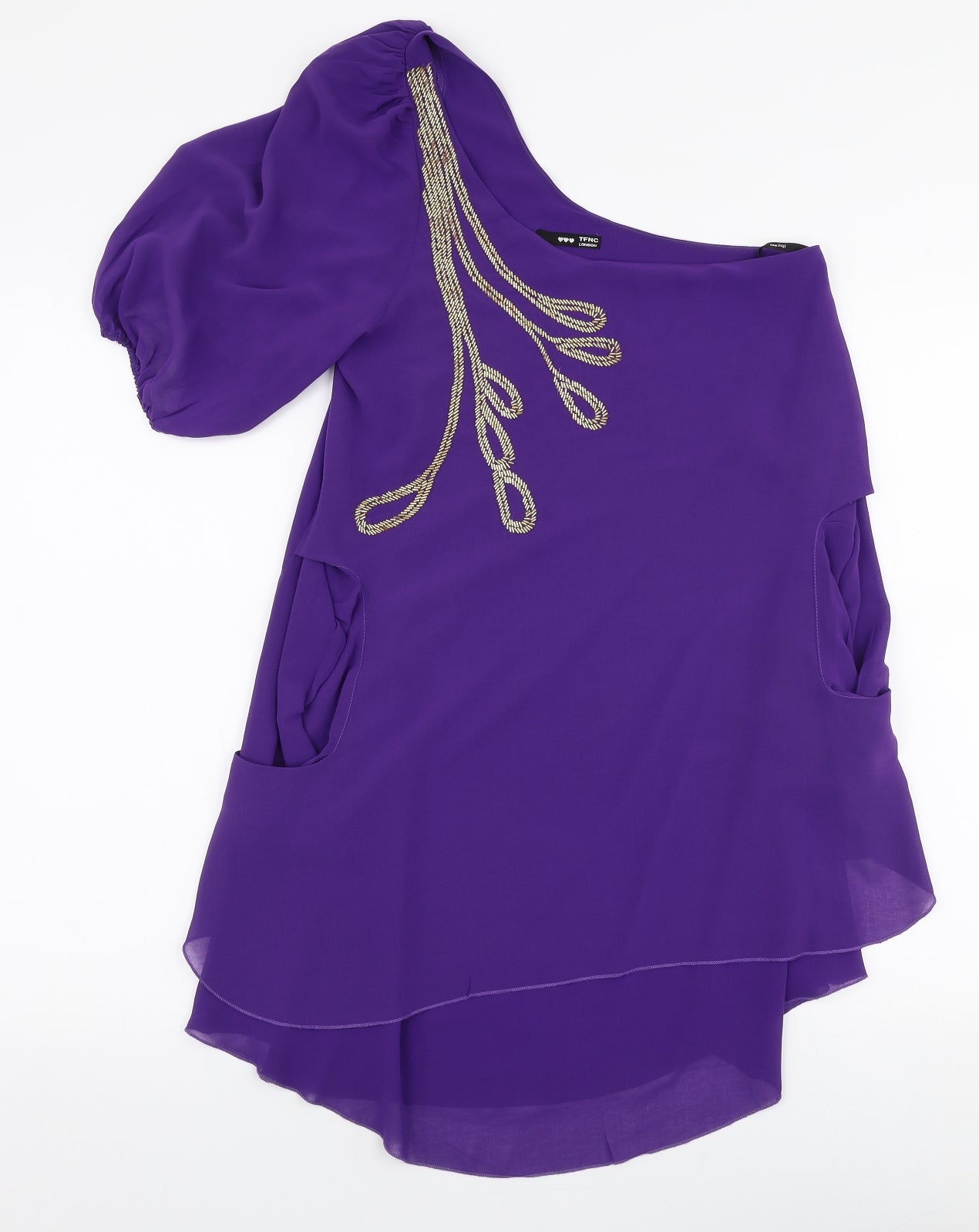 TFNC London Womens Purple  Polyester A-Line  Size S  One Shoulder Pullover