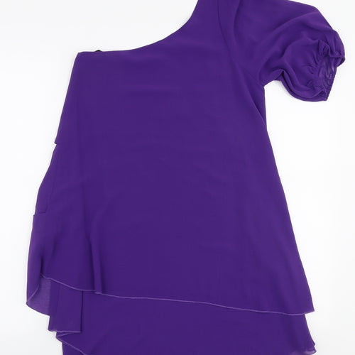 TFNC London Womens Purple  Polyester A-Line  Size S  One Shoulder Pullover
