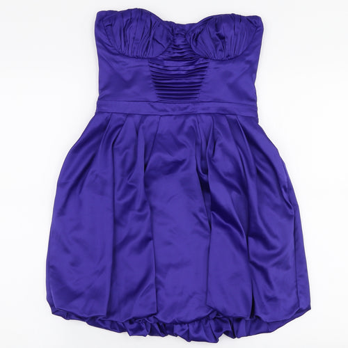 Lipsy Womens Blue  Polyester Skater Dress  Size 10  Sweetheart Zip