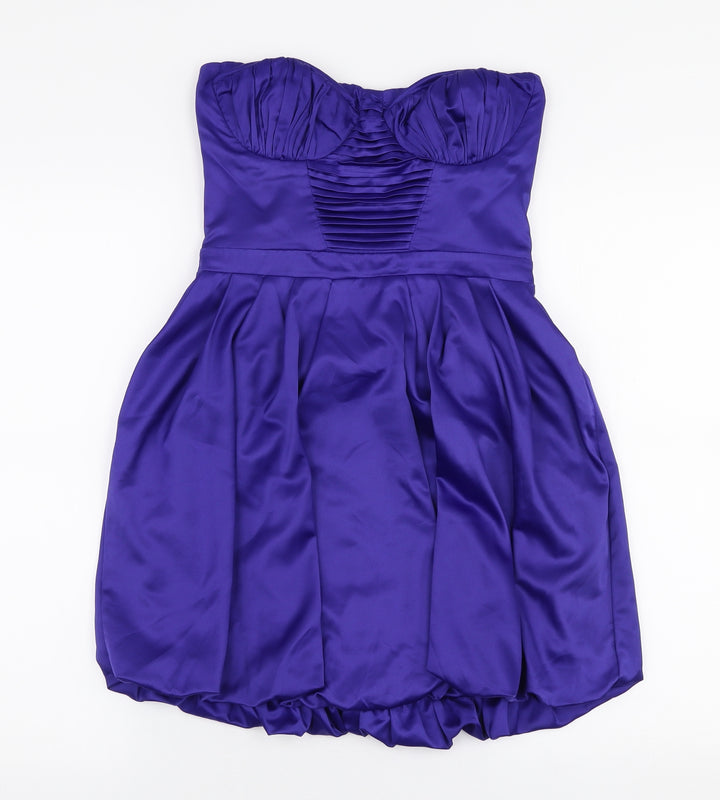Lipsy Womens Blue  Polyester Skater Dress  Size 10  Sweetheart Zip
