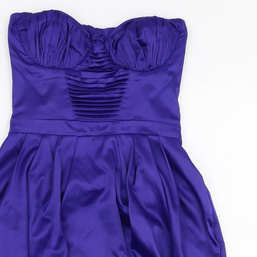 Lipsy Womens Blue  Polyester Skater Dress  Size 10  Sweetheart Zip