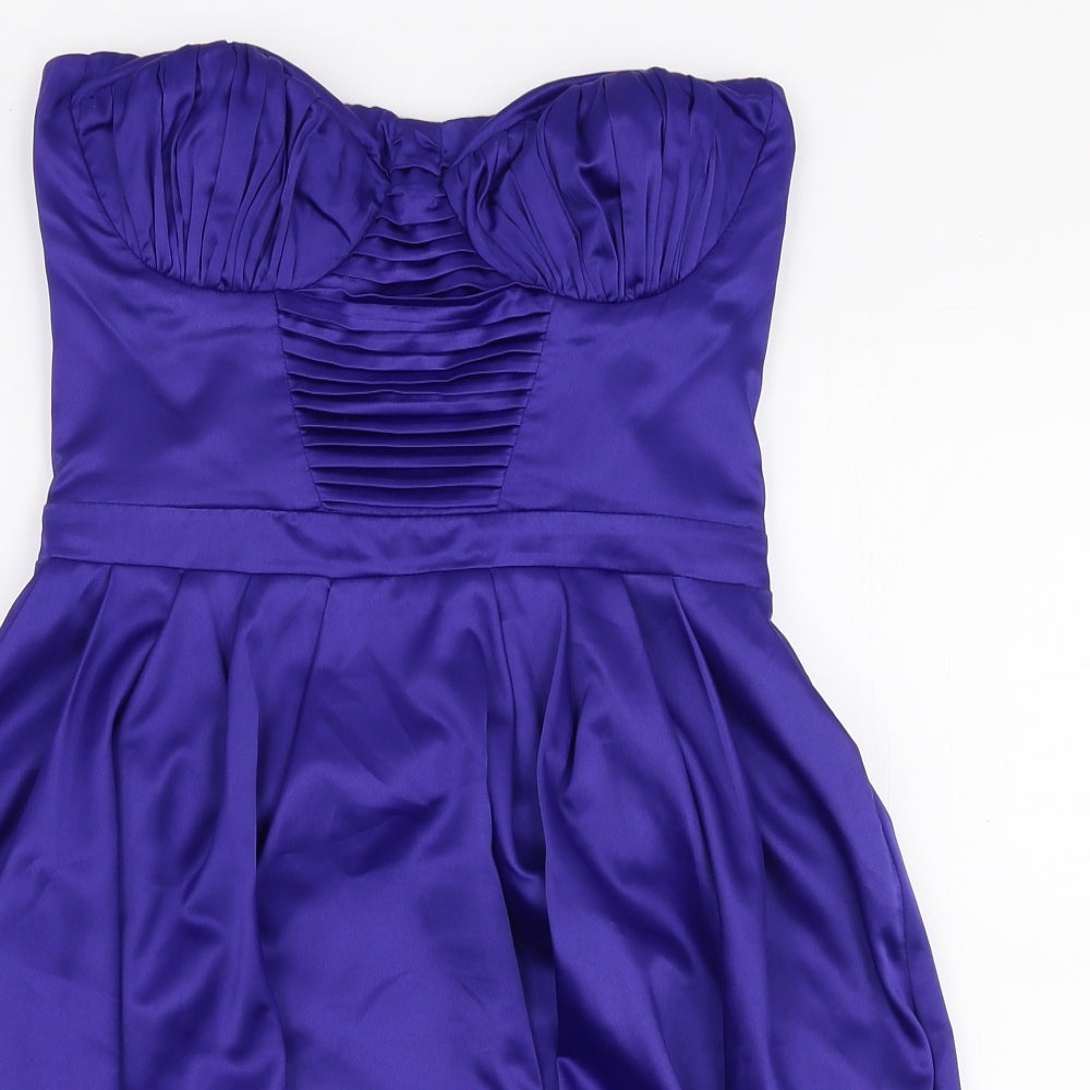Lipsy Womens Blue  Polyester Skater Dress  Size 10  Sweetheart Zip