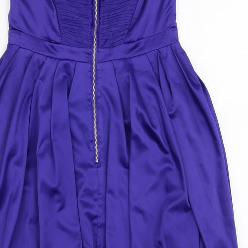 Lipsy Womens Blue  Polyester Skater Dress  Size 10  Sweetheart Zip
