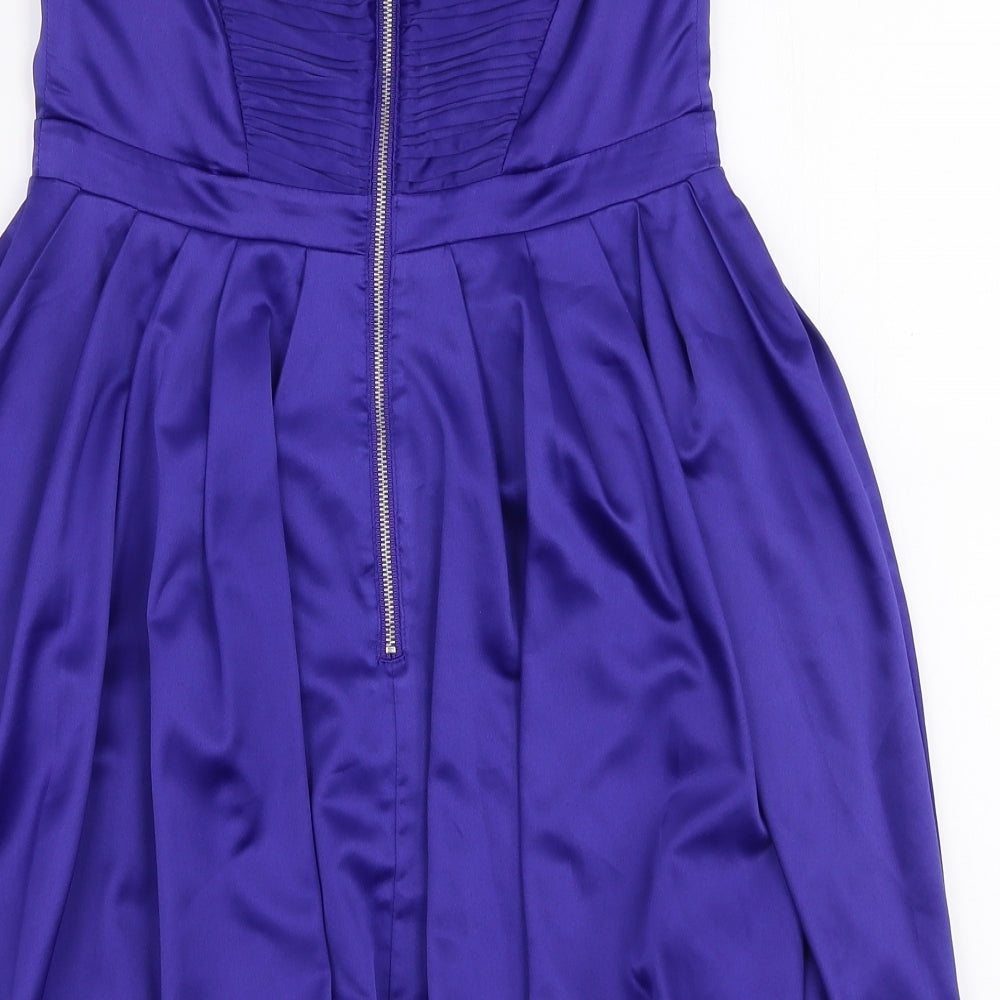 Lipsy Womens Blue  Polyester Skater Dress  Size 10  Sweetheart Zip