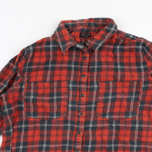 River Island Womens Multicoloured Check 100% Cotton Jersey Button-Up Size 8 Collared