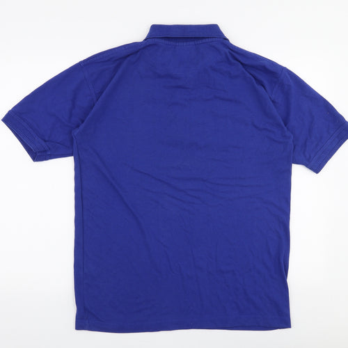 Orn Mens Blue  Polyester  Polo Size M Collared Button