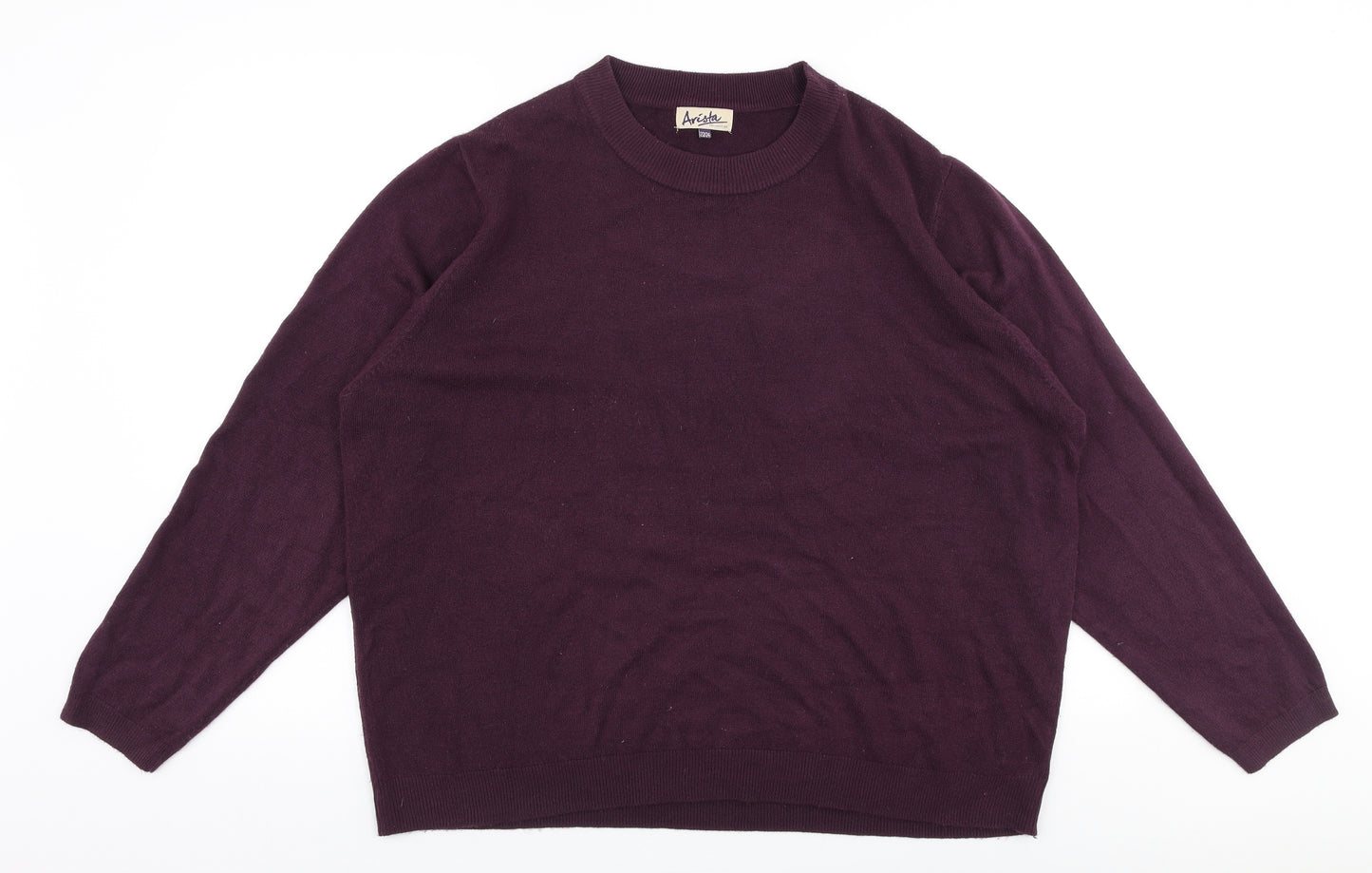 Arista Womens Purple Round Neck  Acrylic Pullover Jumper Size 22