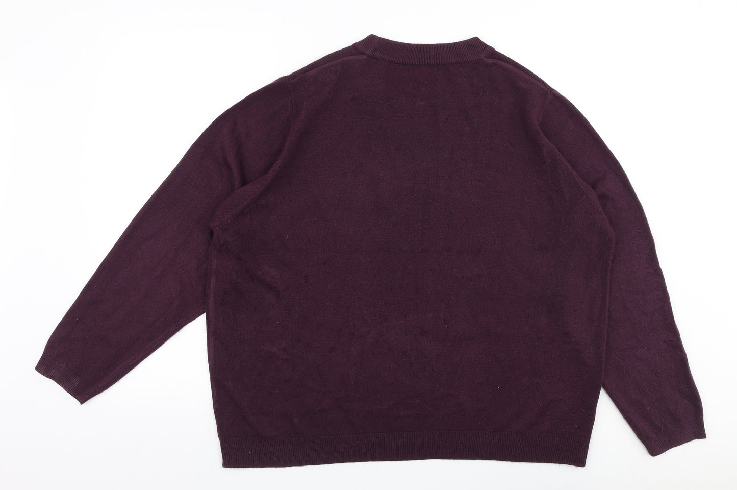 Arista Womens Purple Round Neck  Acrylic Pullover Jumper Size 22