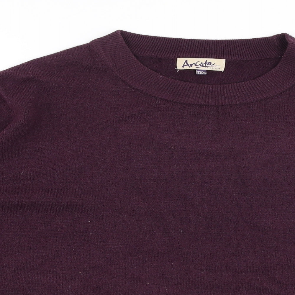 Arista Womens Purple Round Neck  Acrylic Pullover Jumper Size 22