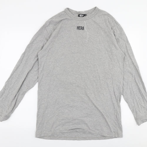 Hera  Mens Grey  Cotton  T-Shirt Size XS Round Neck