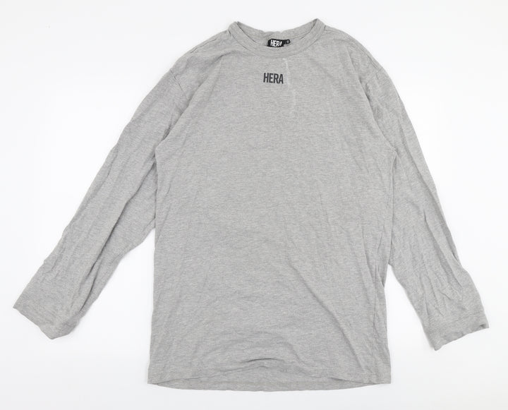 Hera Mens Grey Cotton T-Shirt Size XS Round Neck