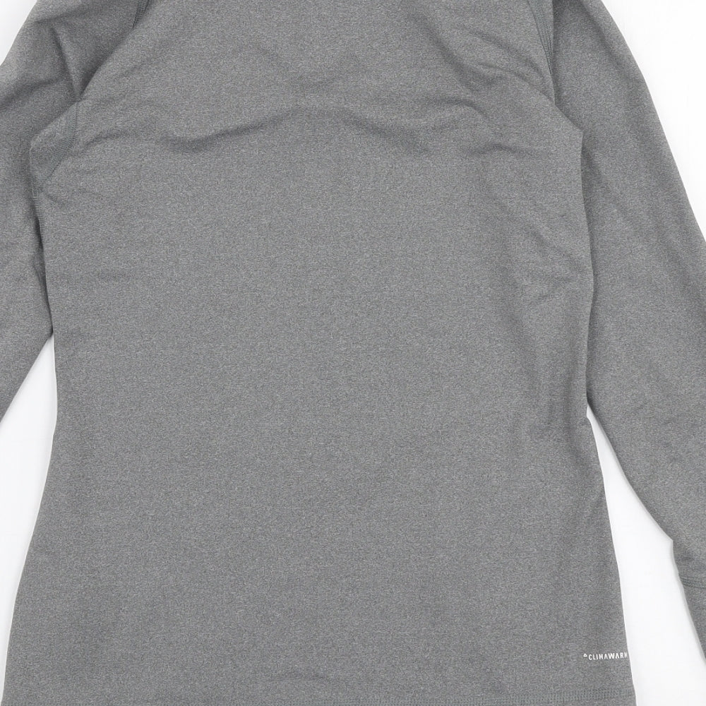 adidas Womens Grey  Polyester Jersey T-Shirt Size XS High Neck Zip