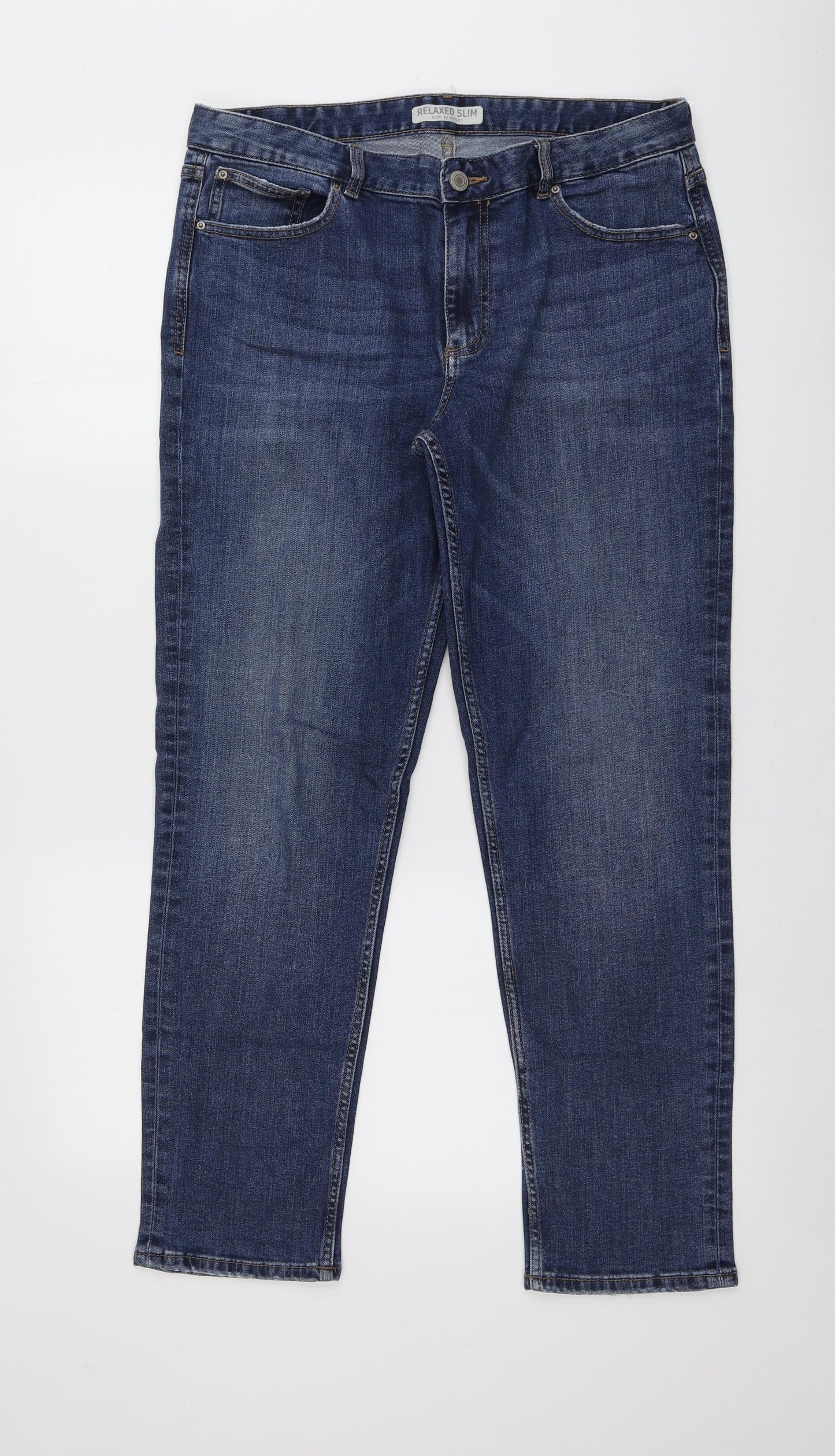 M&S Womens Blue  Cotton Skinny Jeans Size 12 L28 in Relaxed