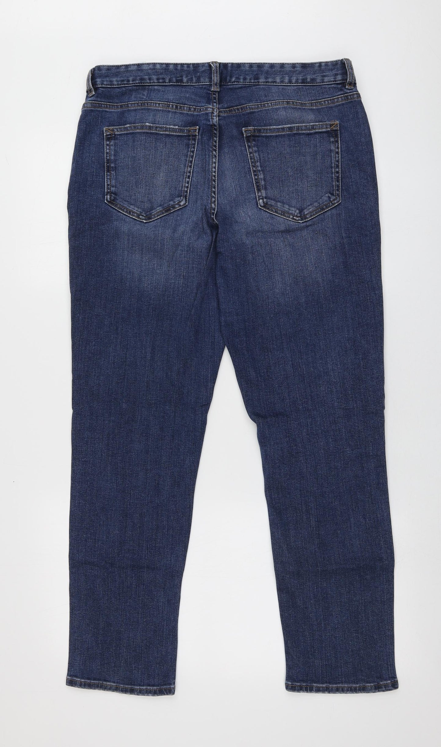 M&S Womens Blue  Cotton Skinny Jeans Size 12 L28 in Relaxed