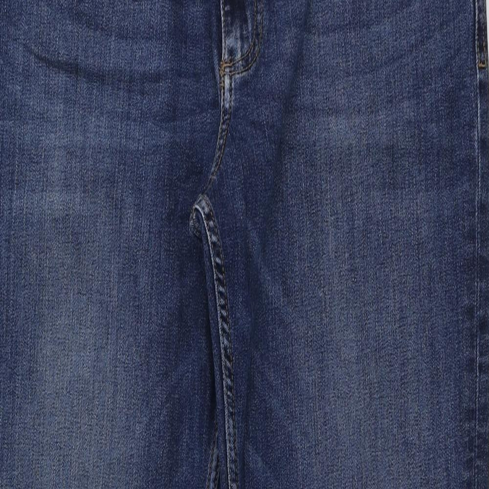 M&S Womens Blue  Cotton Skinny Jeans Size 12 L28 in Relaxed