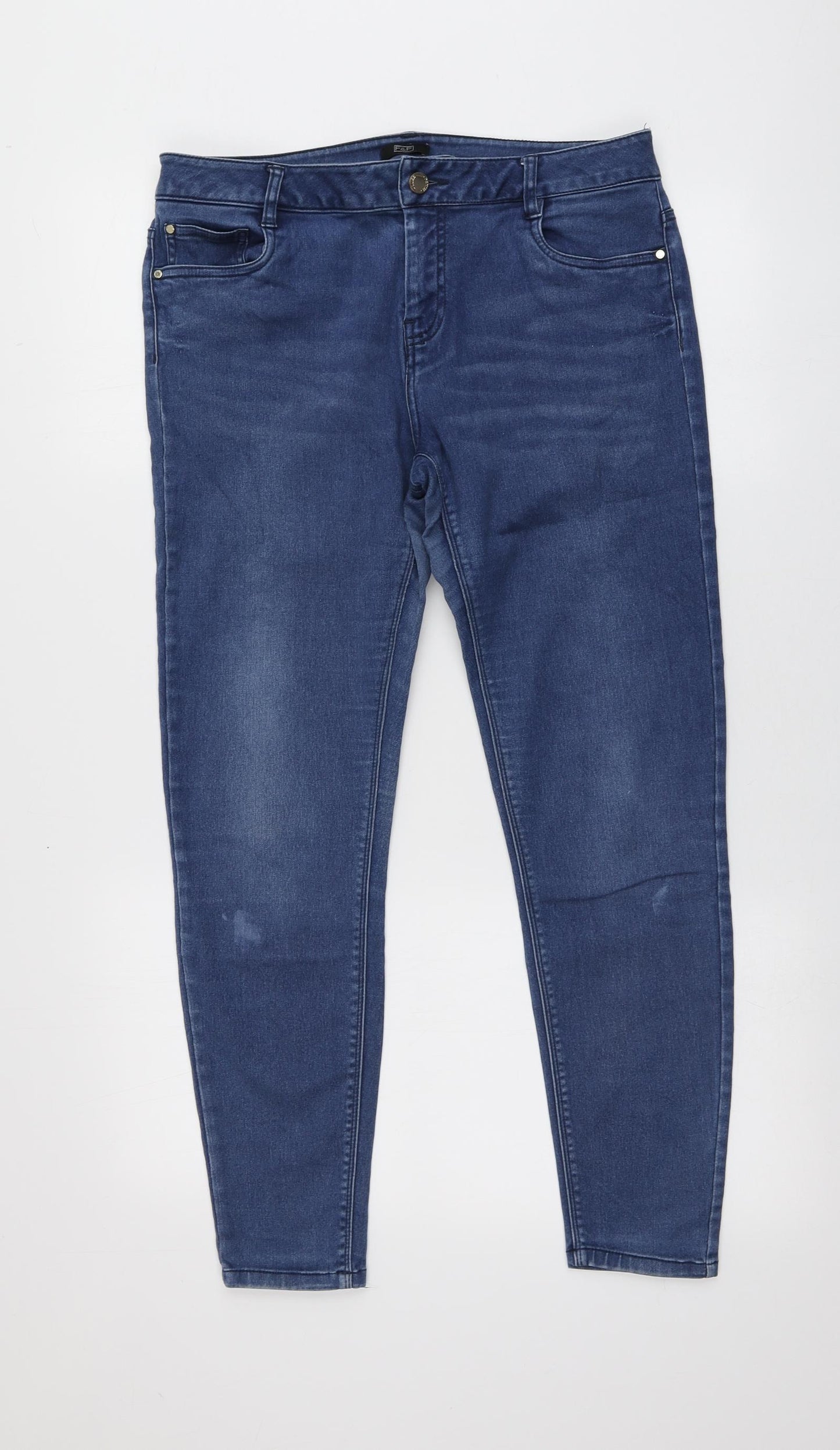 F&F Womens Blue  Polyester Skinny Jeans Size 12 L26 in Regular