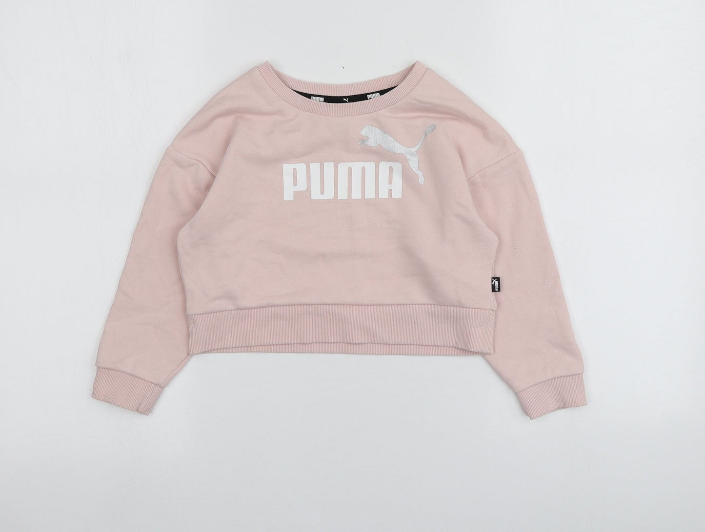 PUMA Girls Pink  Cotton Pullover Sweatshirt Size 5-6 Years